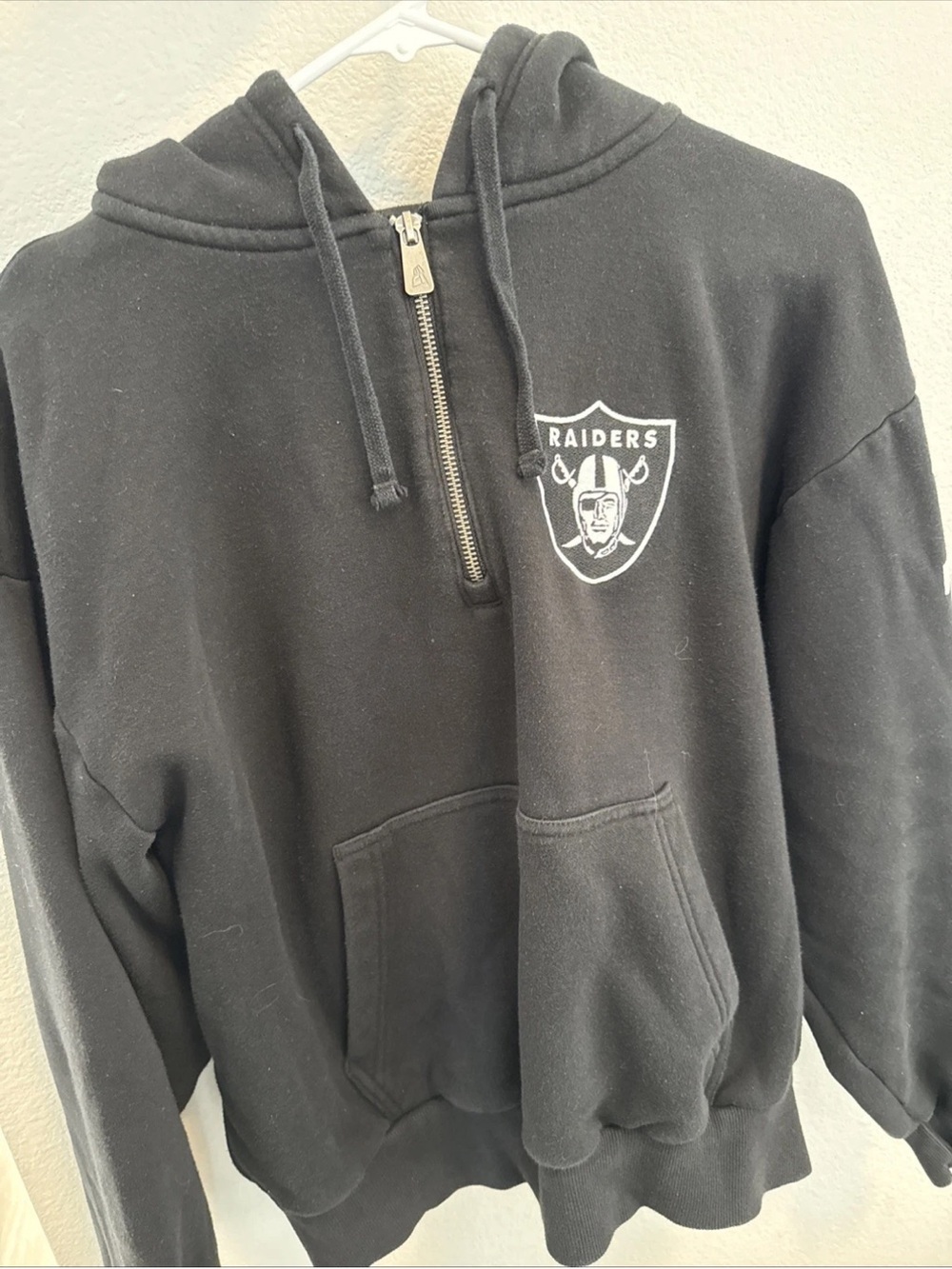 New Era Raiders Hoodie Sweater 1/2 Zip Pullover Black Size Small